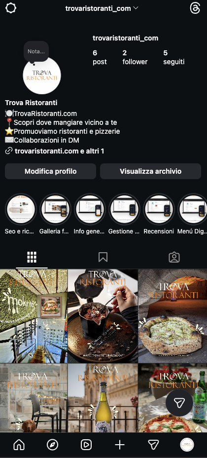 Trova Ristoranti - Instagram - Preview Mobile Progetto Digital